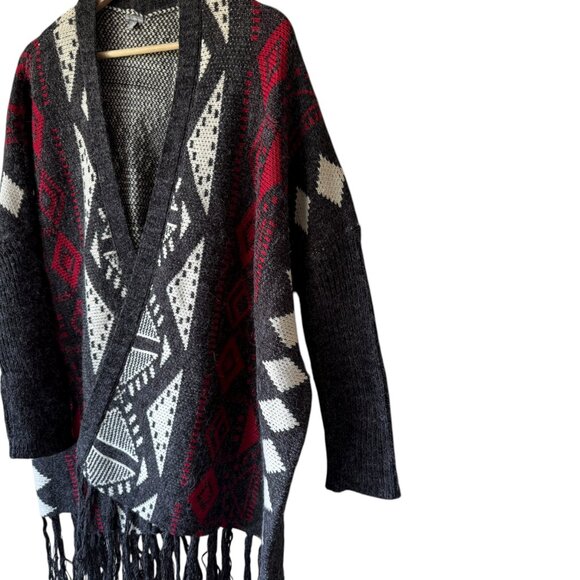 Charlotte Russe Y2K Southwestern Aztec Boho Style Fringe Cardigan Duster Open - Picture 6 of 16